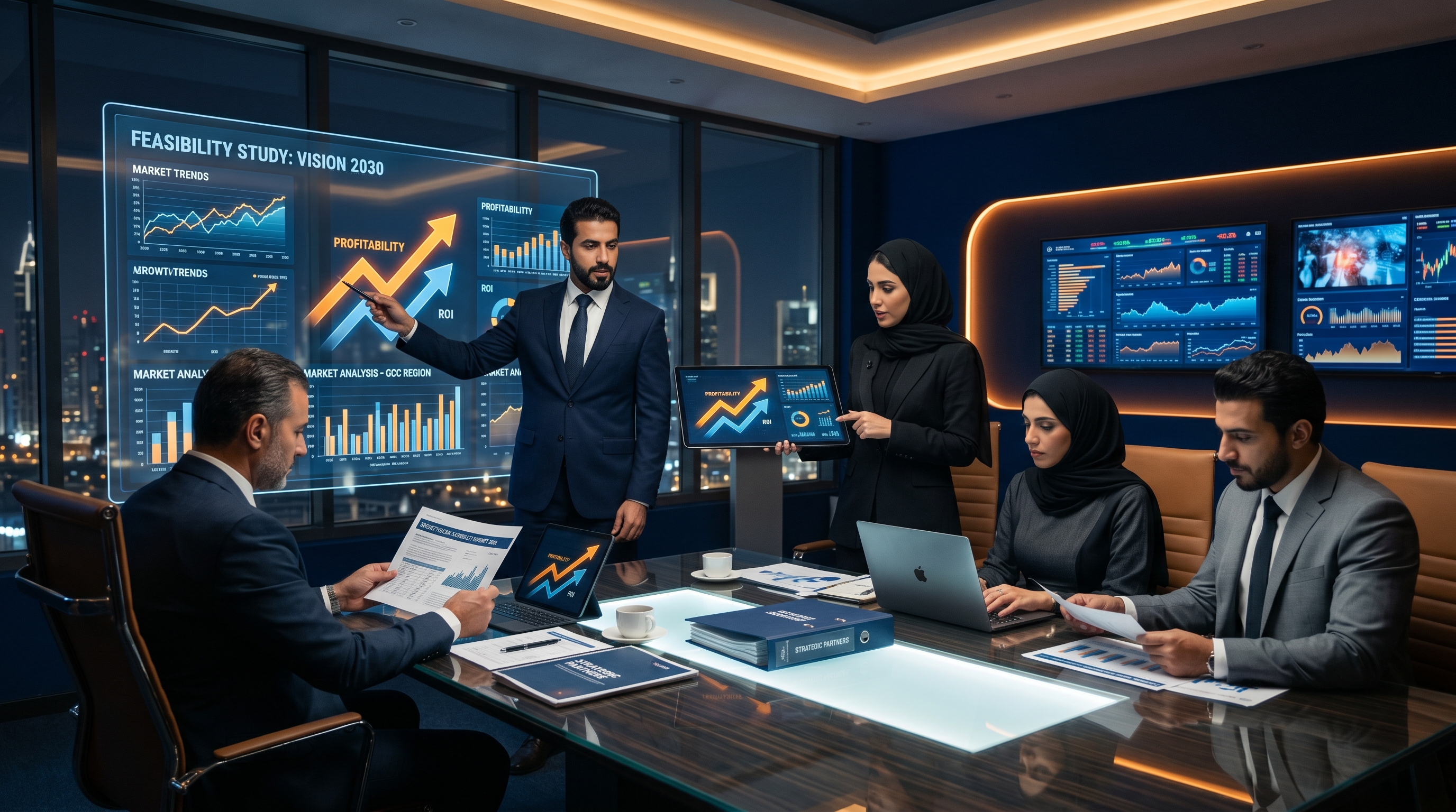 فريق استشاري يناقش مؤشرات الأعمال